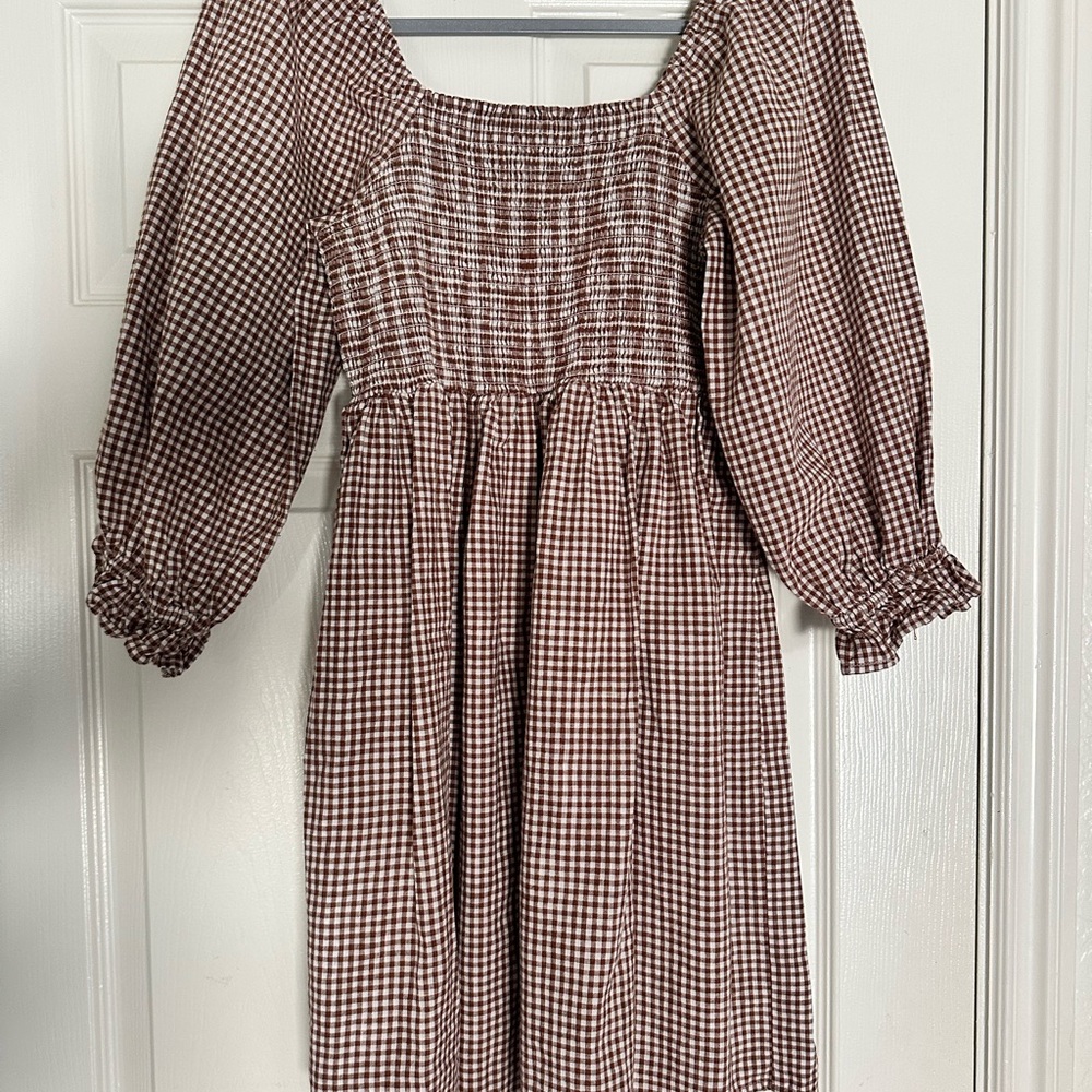 Rylee & Cru Brown Gingham Women's Mini Dress